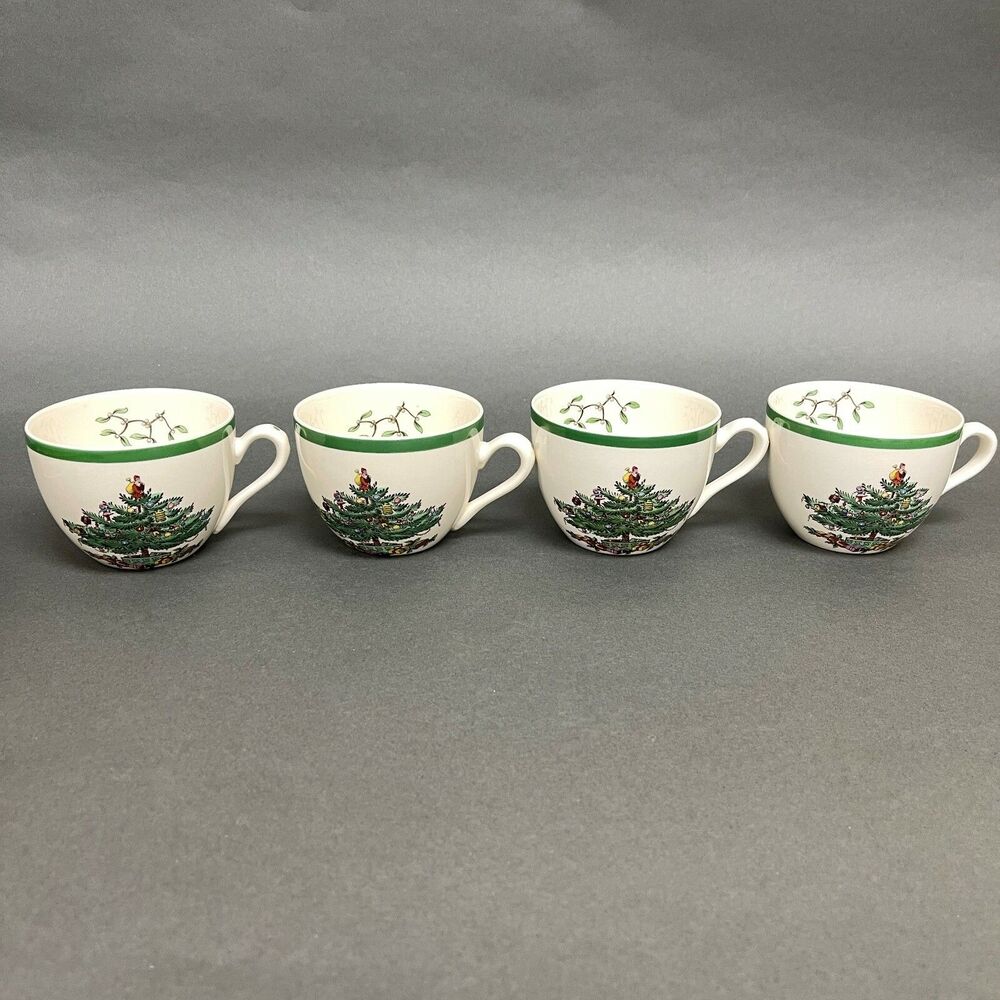 Spode Christmas Tree Cups Holly Berries S334-Y England Lot of 4 -‎ New
